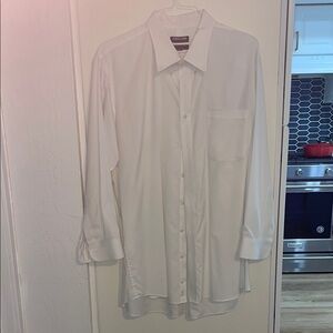 Kirkland Signature White Dress Shirt Traditional Fit Non Iron 19 34/35